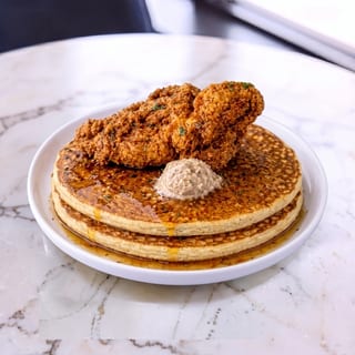 Fried Chicken & Cornmeal Pancakes